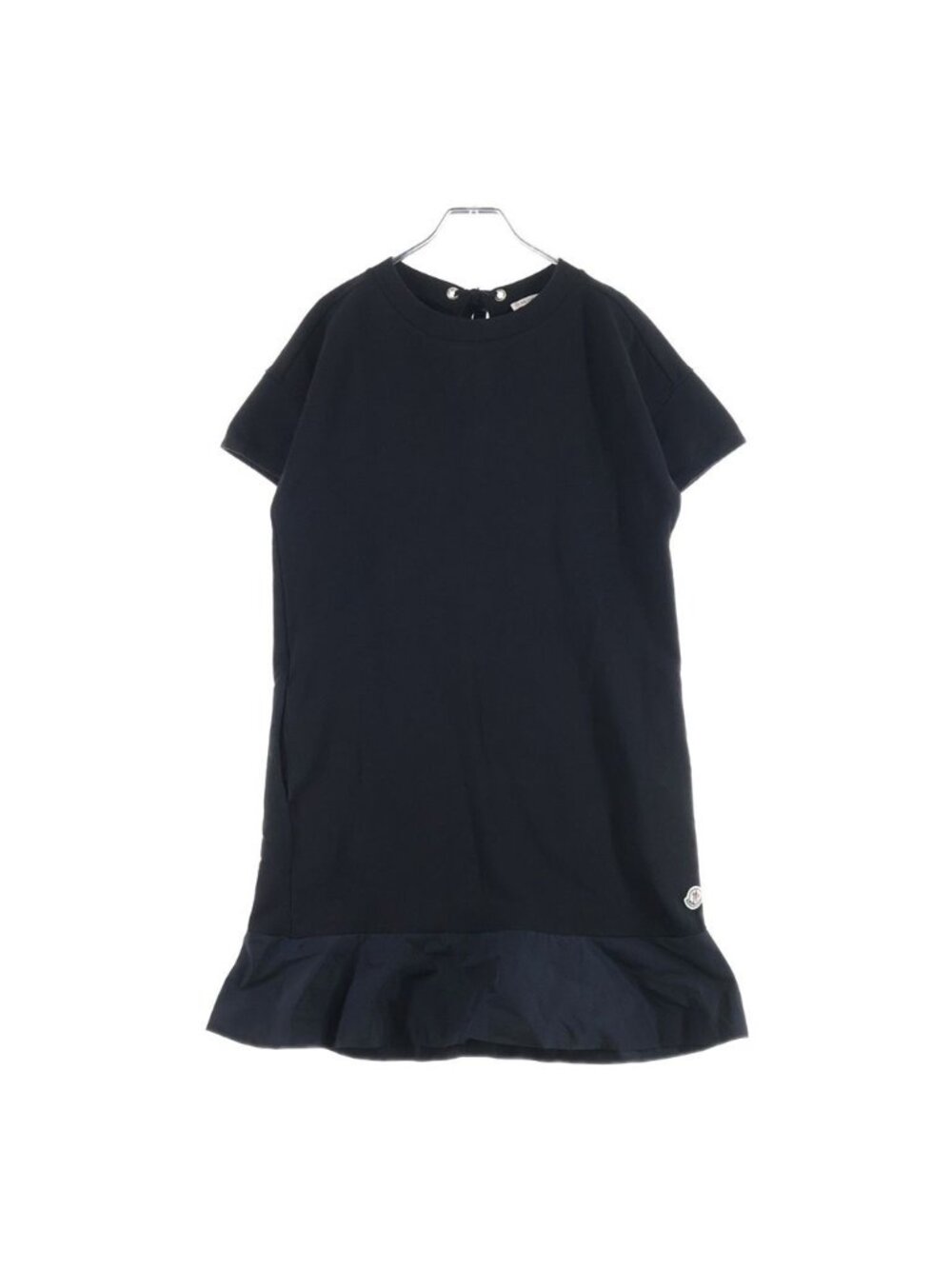 Moncler Patch Logo Nylon Paneled Short Sleeve Dress Black